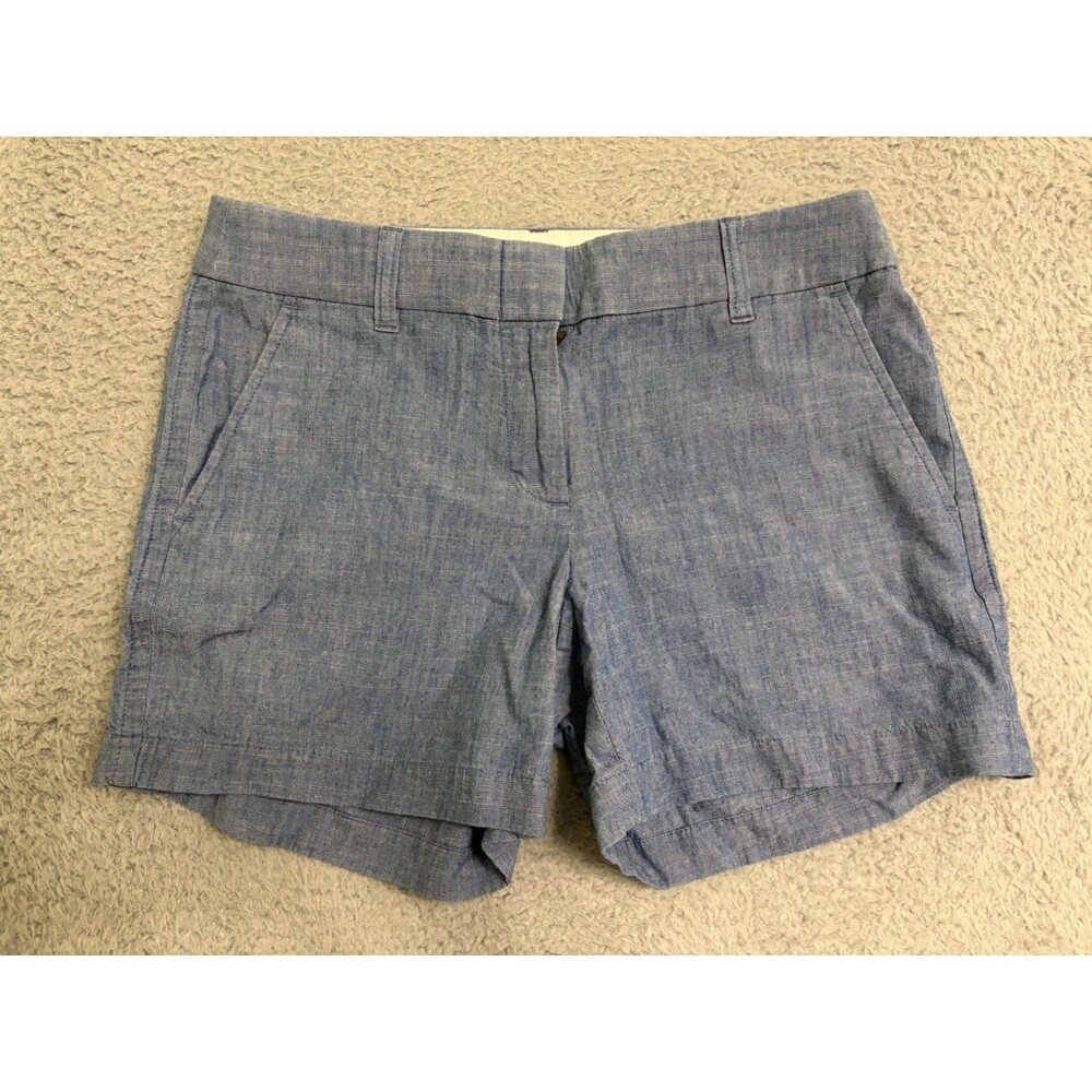J.Crew Re-Imagined Blue Chambray Shorts Womens Size 2 Cotton Casual Summer
